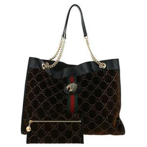 Gucci Brown Velor Shoulder Bag Rajah Large Tote Bag